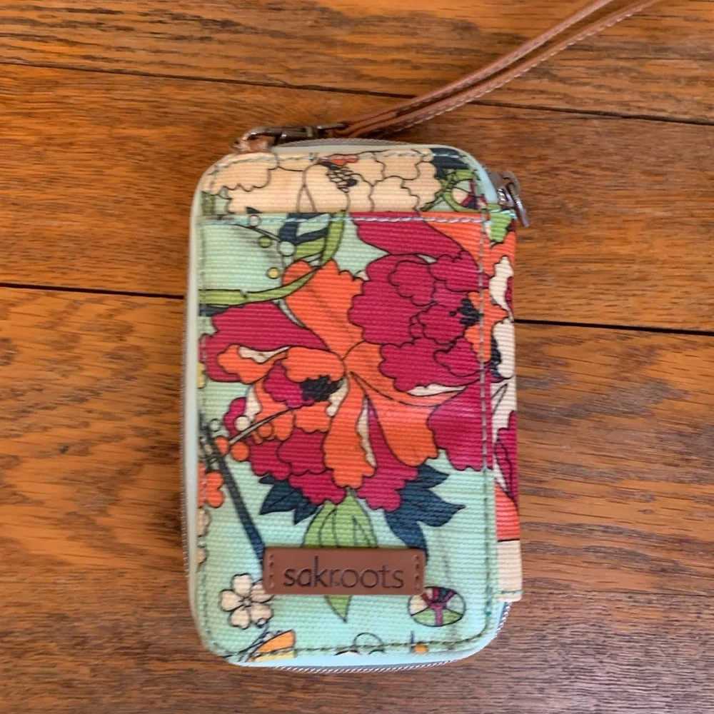 Sakroots Women's Wristlet  Floral Phone Wallet Purse Canvas Faux Leather Strap - Picture 5 of 9